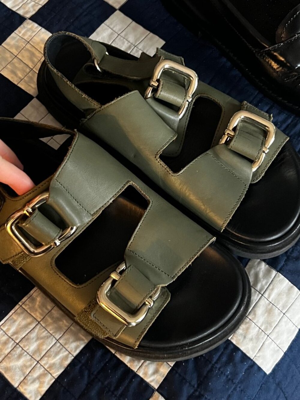 Size 8 -Alohas Harper Olive Leather Sandals